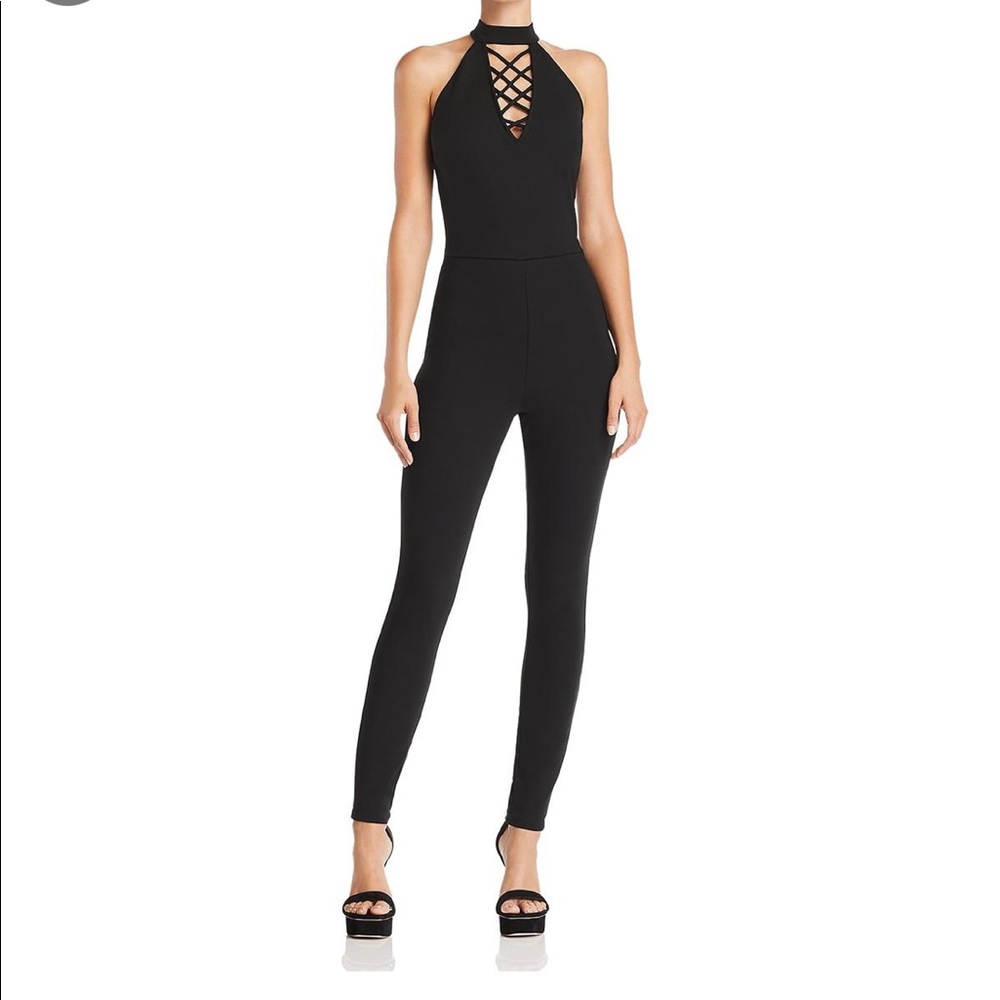 🖤Guess S Black Lace Up Halter Jumpsuit